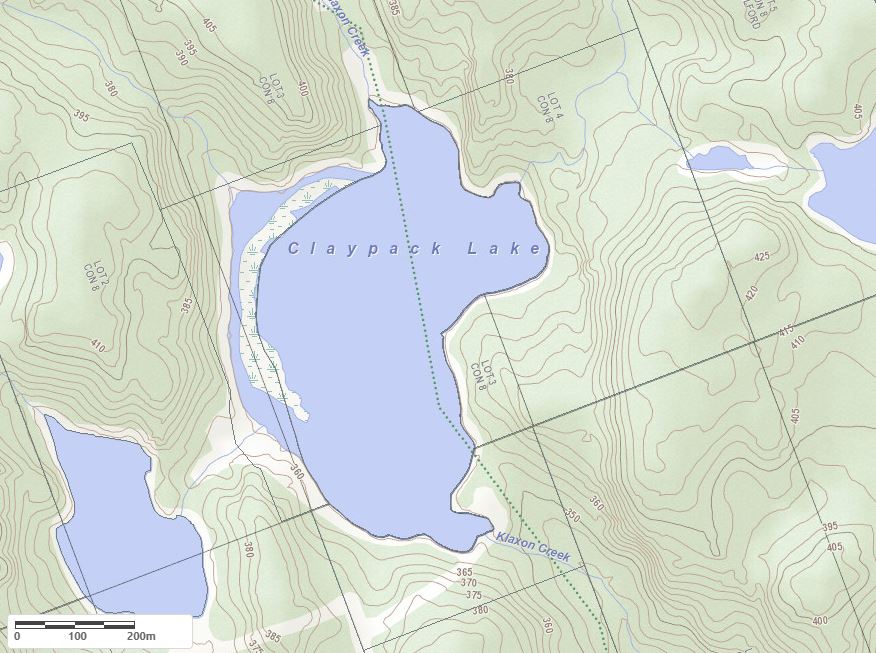 Topographical Map of Claypack Lake in Municipality of Dysart et al and the District of Haliburton